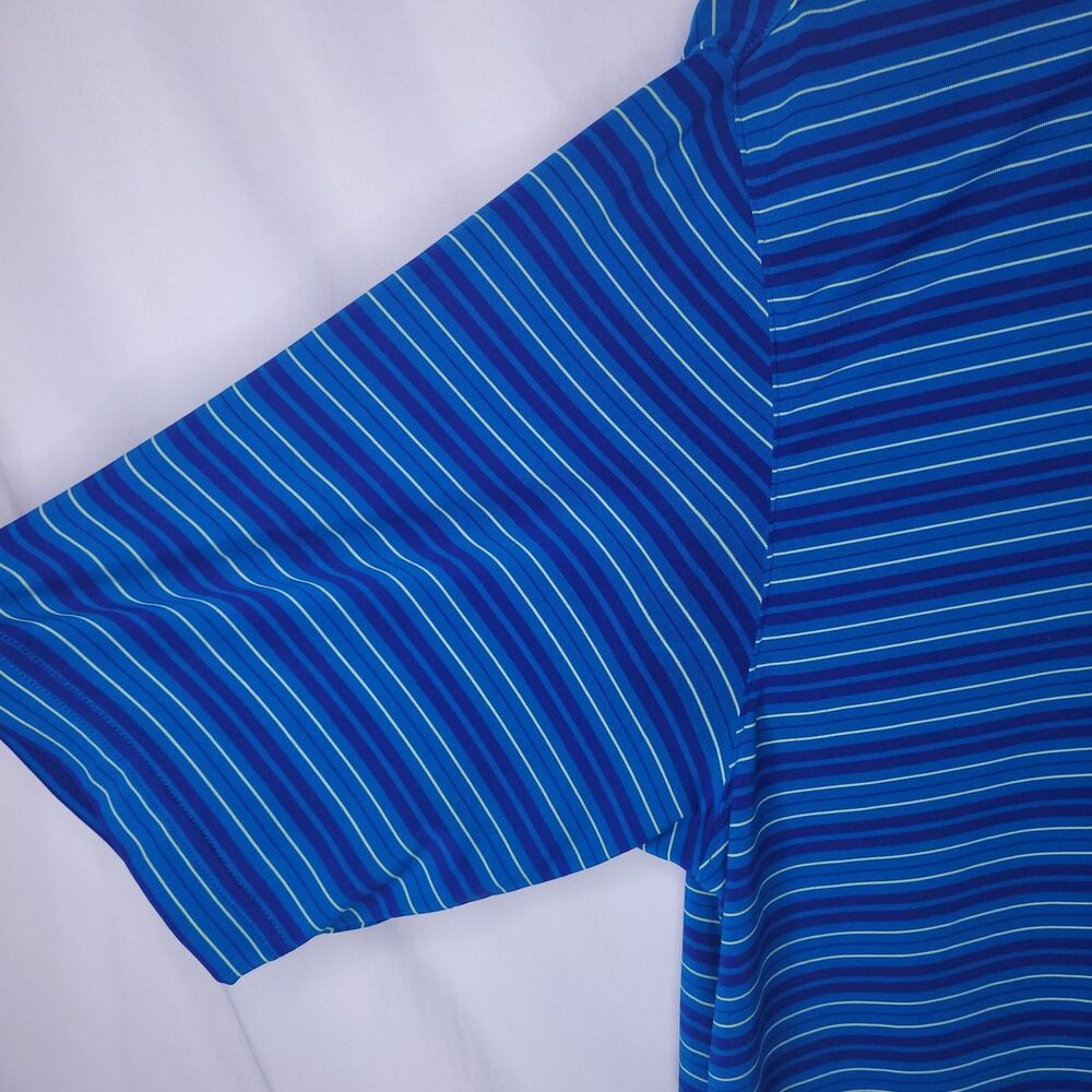 Under Armour Polo Shirt Mens Medium Striped Blue HeatGear Loose - Picture 3 of 10